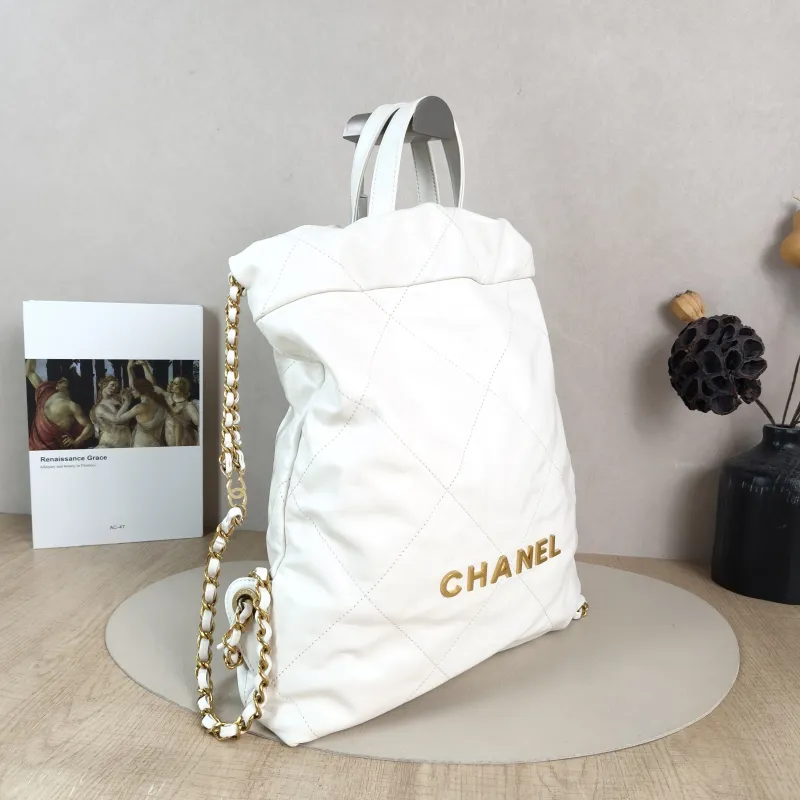 Chanel Backpack 22Bag Backpack White Gold Calfskin Small 29 × 8 × 34 cm — cover view 2 of 5