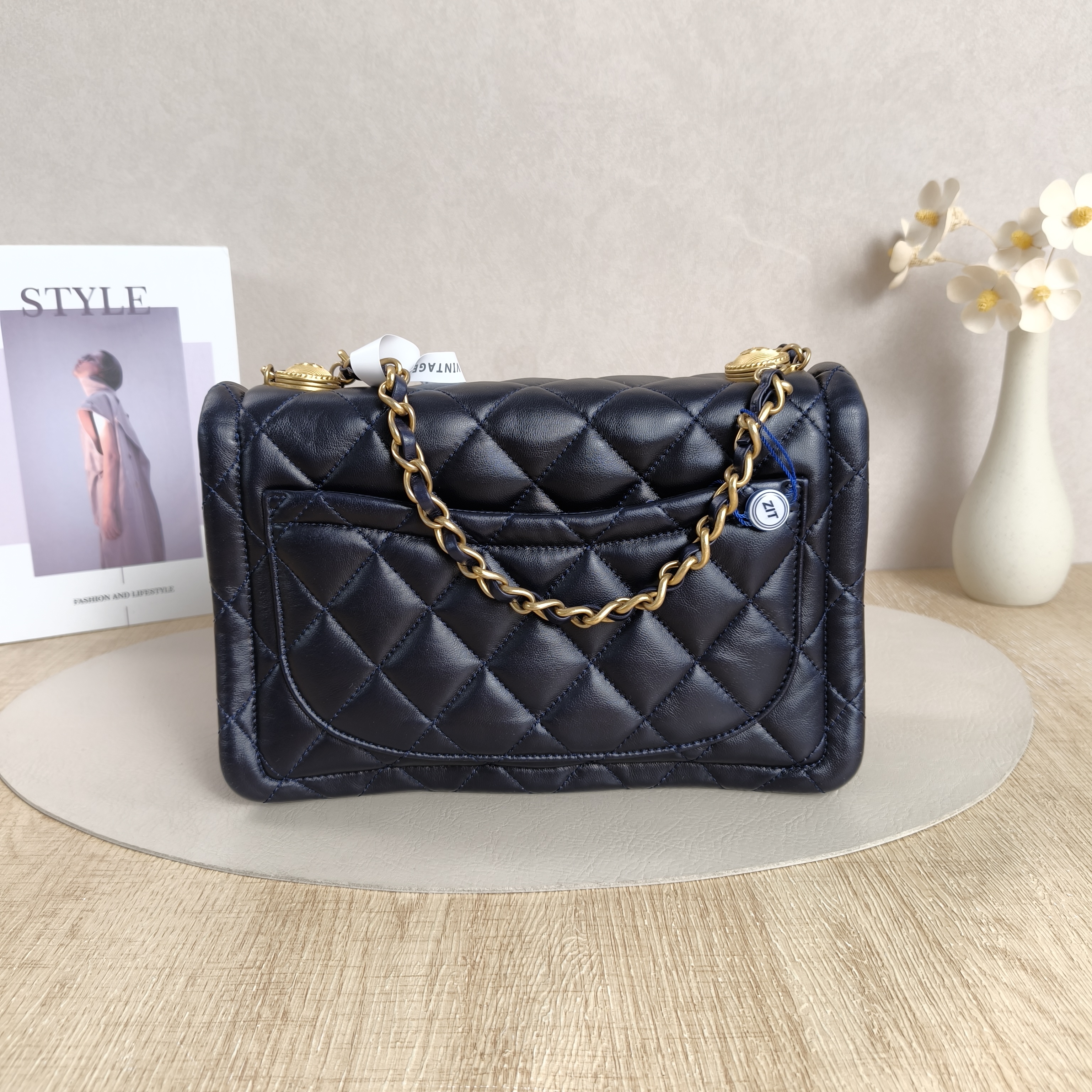 Chanel Crossbody Bagcf Collection Top Handle Crossbody Bag Blue Lambskin Medium25 × 8 × 16 cm — cover view 12 of 13