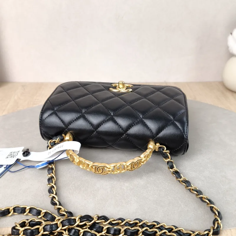 Chanel Crossbody Bag 24s Black Lambskin One Size 18 × 6 × 13 cm — detail view 12 of 15