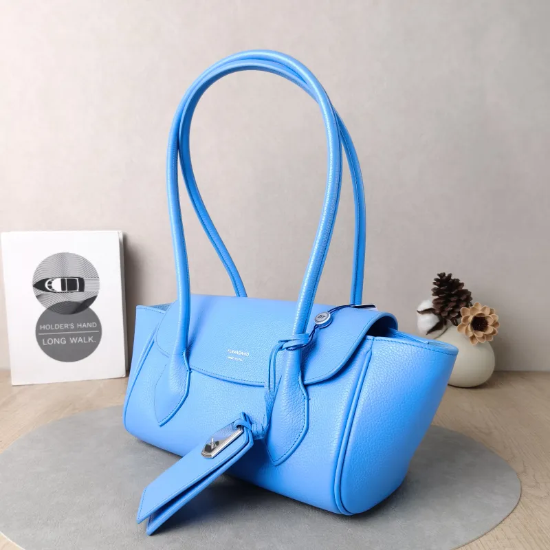 FERRAGAMO Shoulder Bag Shoulder Bag Blue Calfskin One Size25 × 12 × 17 cm — cover view 4 of 5