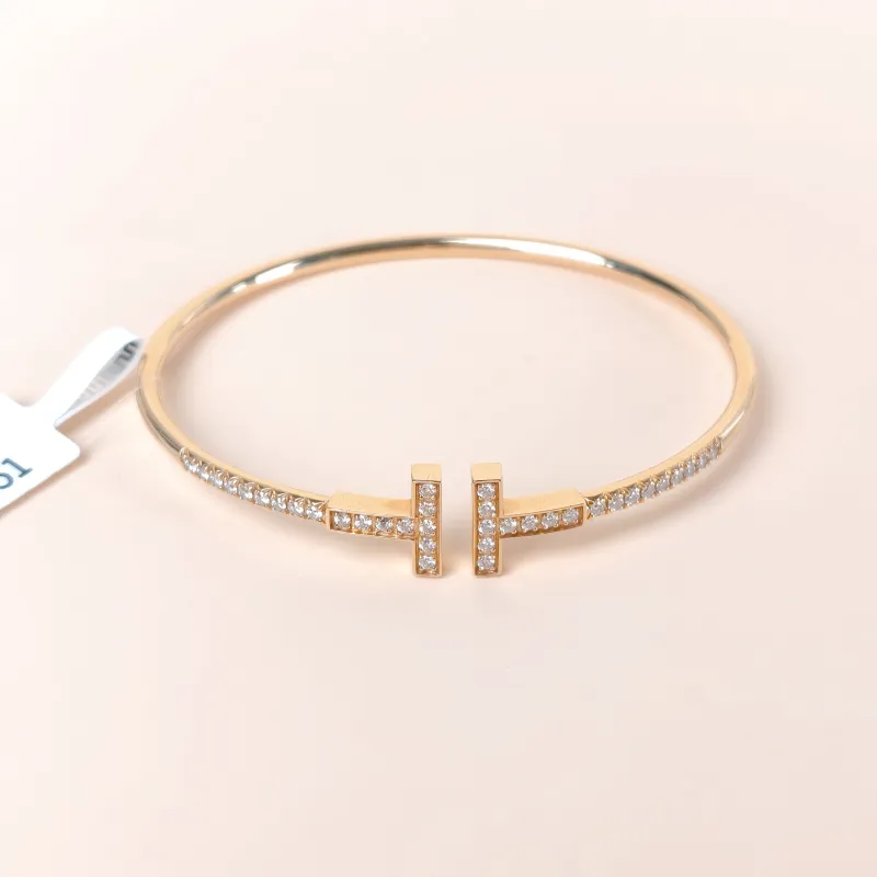Tiffany&Co. Bangle TC ollection Rose Gold Diamond18KR ose Gold One Size 16.2cm