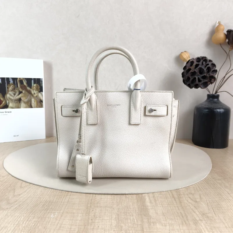 SAINT LAURENT Top Handle Bag SAC DE JOUR White Calfskinnano22 × 11 × 17.5 cm