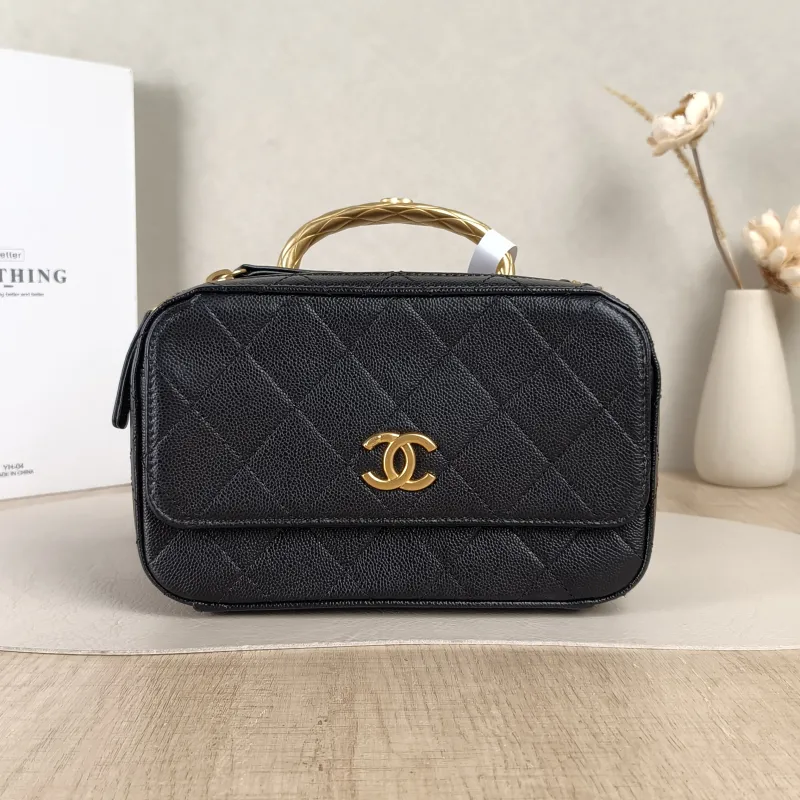 Chanel Crossbody Bag Camera Bag Black Grained Calfskin One Size20 × 7.5 × 12.5 cm