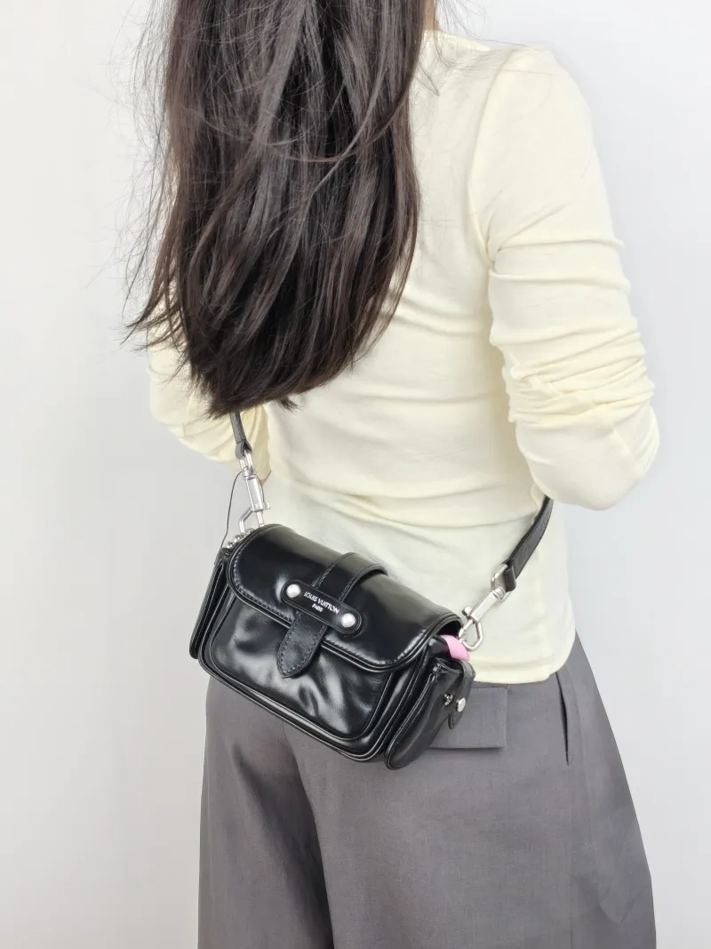 Louis Vuitton Crossbody Bag CARGO Camera Bag Black Calfskin Mini 23 × 10 × 14 cm — on-model view 1 of 2