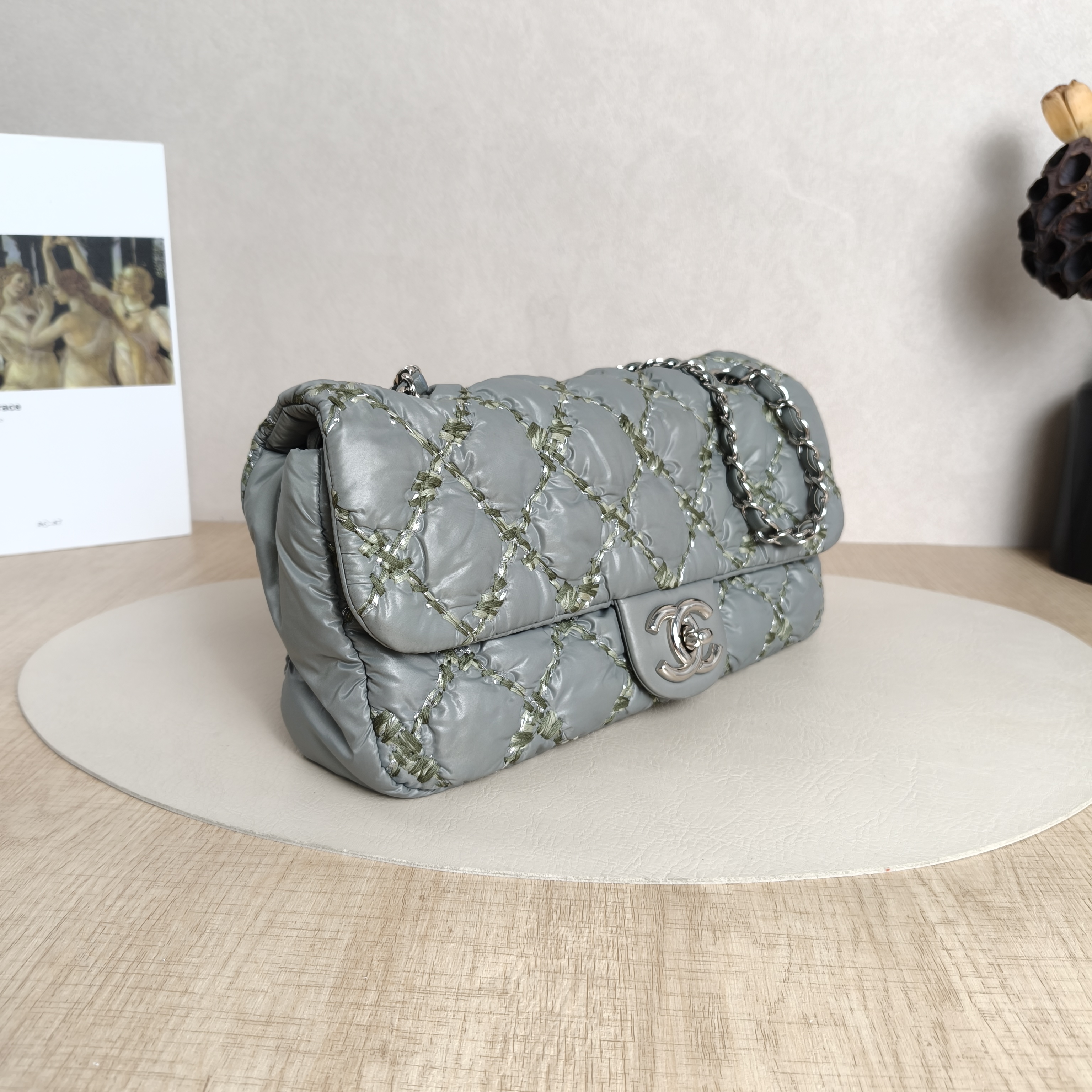 Chanel Crossbody Bagcf Collection Crossbody Bag Green Nylon 25 × 6.5 × 14 cm — cover view 2 of 6