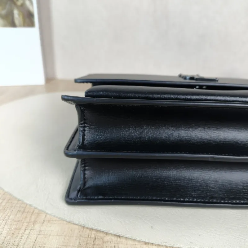 SAINT LAURENT Crossbody Bag SUNSET Black Calfskin Medium 22 × 6.5 × 16 cm — detail view 1 of 13