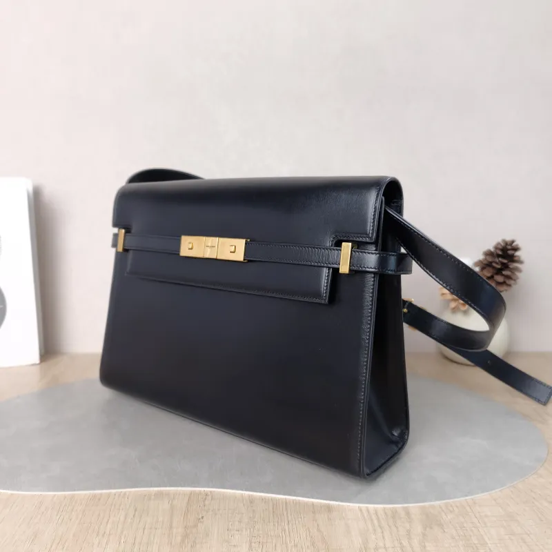 SAINT LAURENT Shoulder Bag MANHATTAN Black Calfskin Medium 29 × 7.5 × 20 cm — cover view 2 of 6