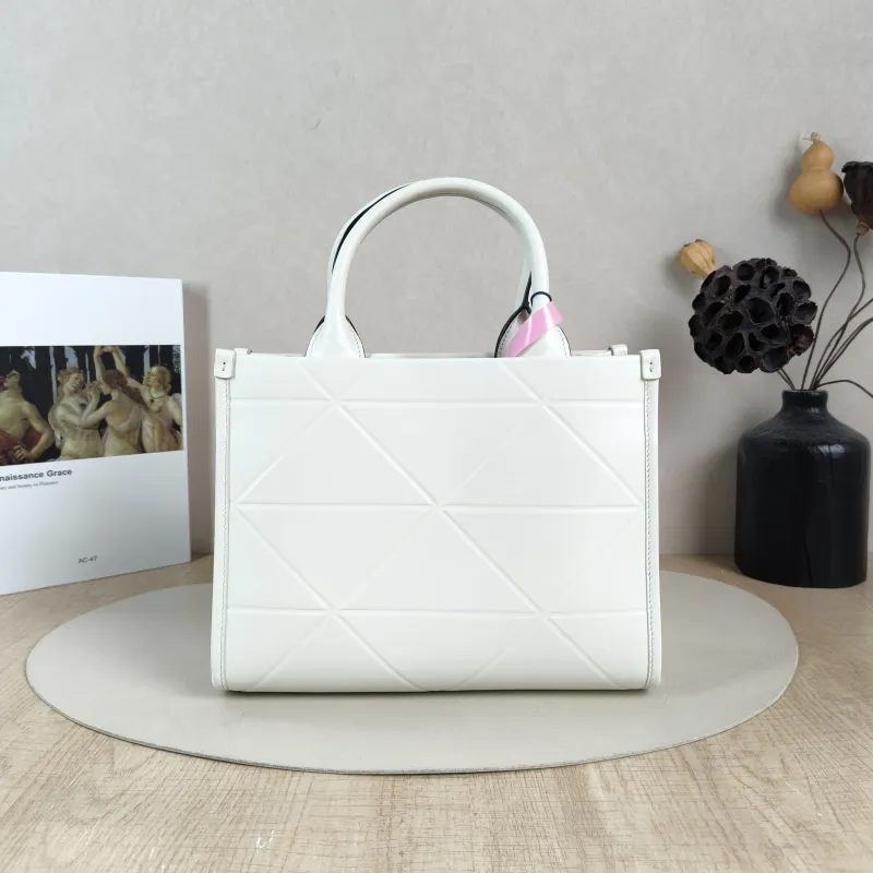 PRADA Top Handle Bag Tote Bag White Calfskin Small 24 × 10 × 18.5 cm — cover view 5 of 6