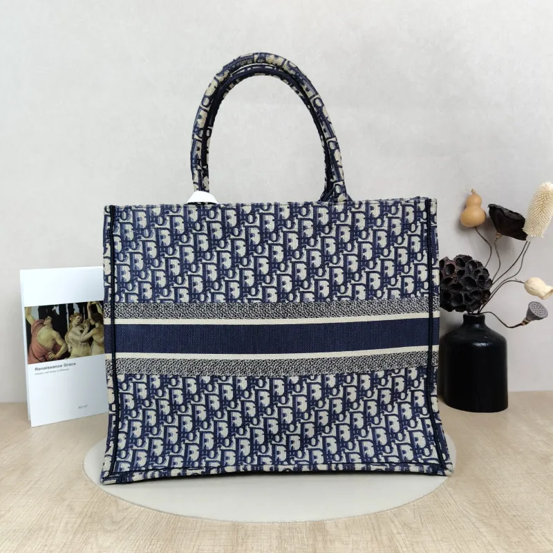 DIOR Top Handle Bag Book Tote Blue Canvas Large42 × 18.5 × 35 cm — cover view 3 of 4