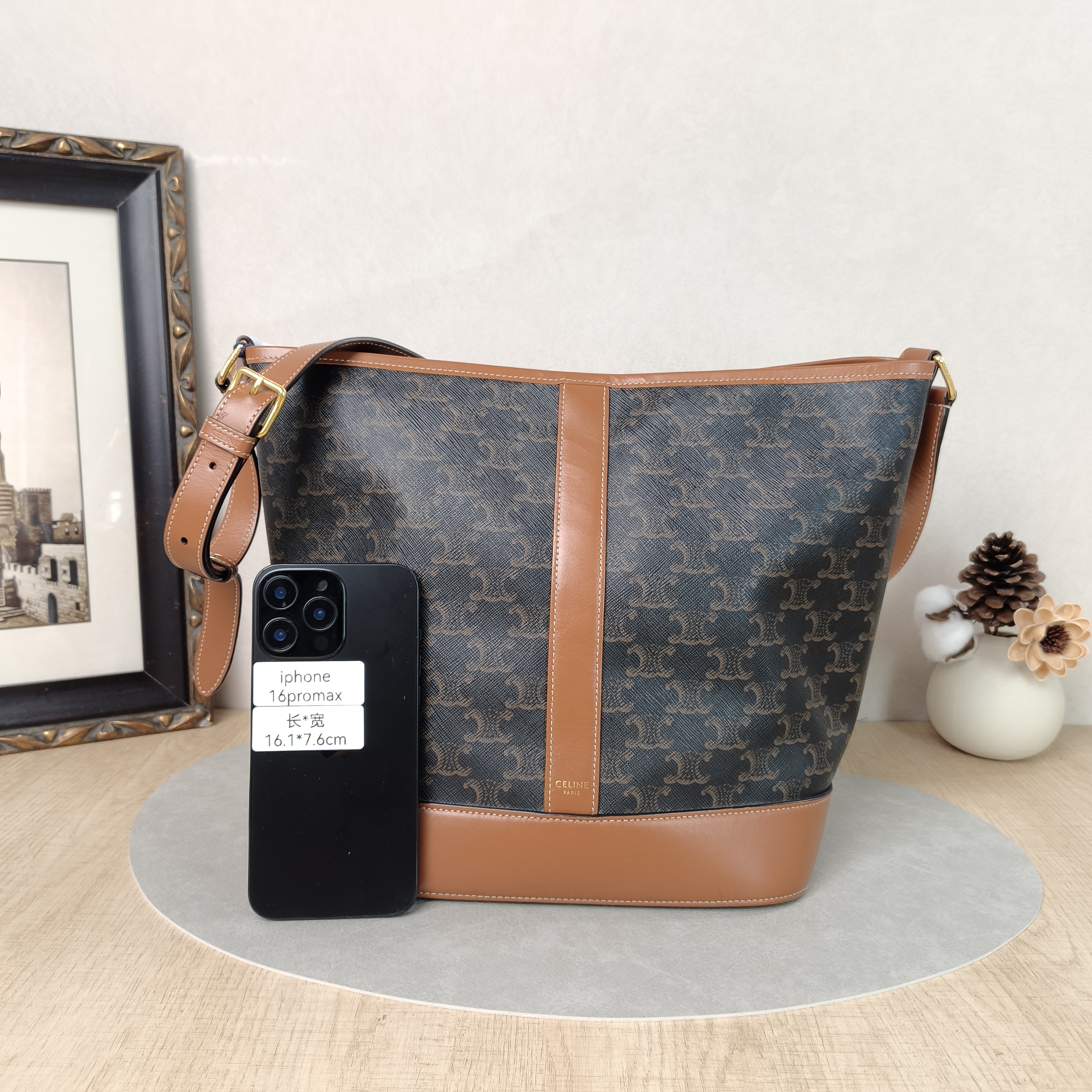 CELINE Crossbody Bag Triomphe Bucket Bag Monogram PVC Medium24 × 18 × 27 cm — cover view 5 of 6