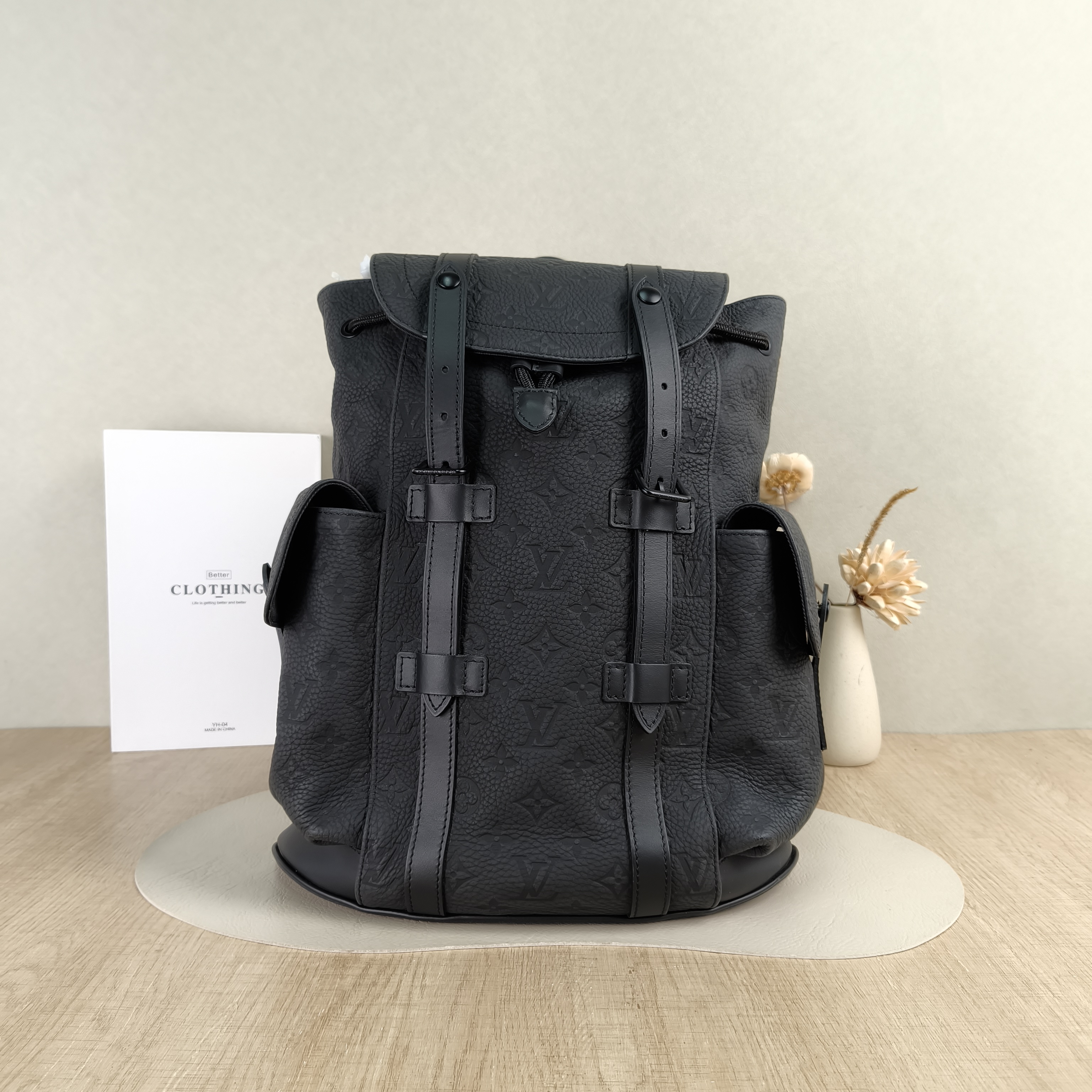 Louis Vuitton Backpack Christopher Backpack Black Calfskin Small32 × 12 × 39 cm