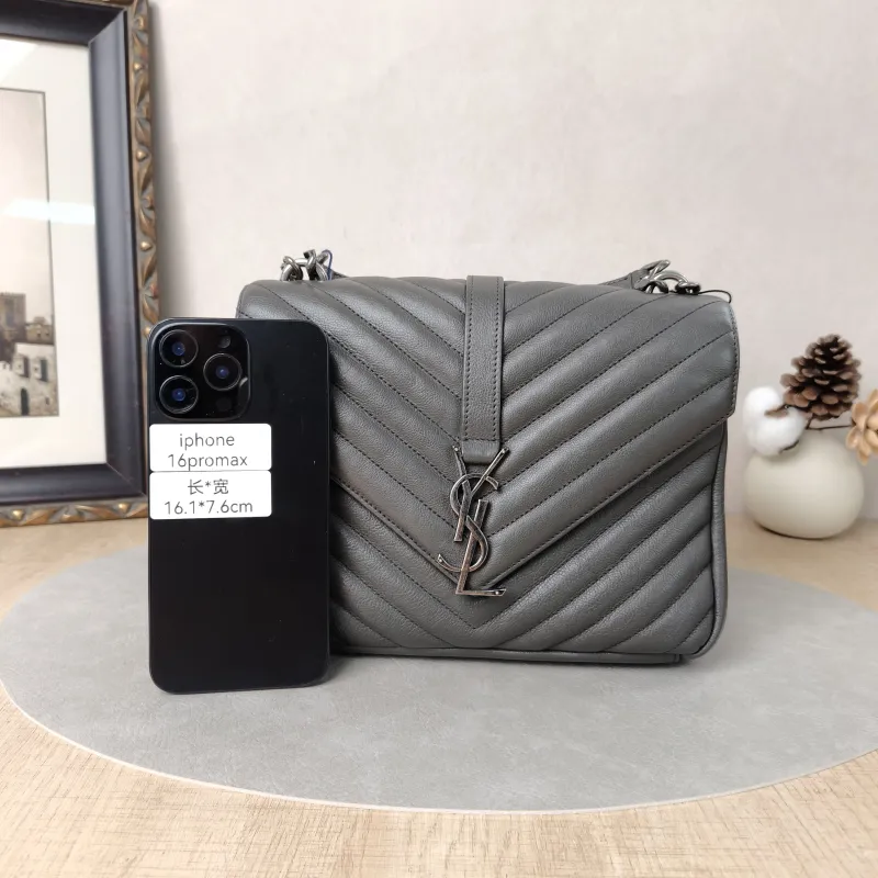 SAINT LAURENT Shoulder Bag COLLEGE Grey Calfskin24 × 6.5 × 17 cm — cover view 4 of 5