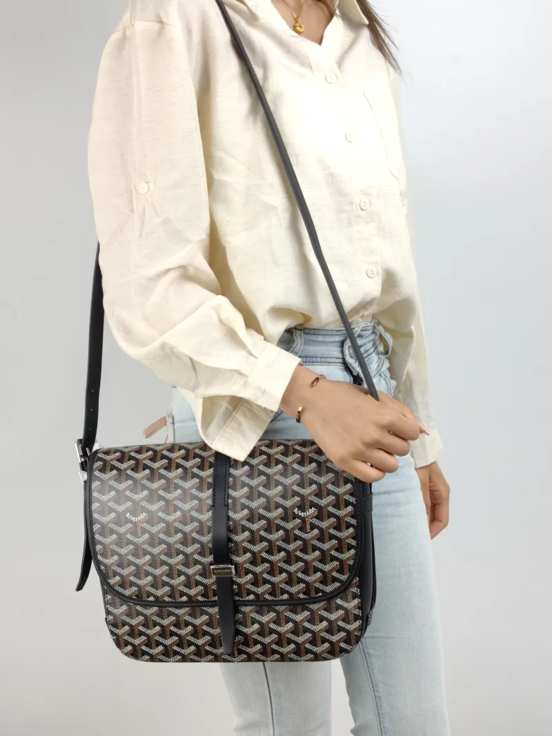 GOYARD Crossbody Bag BELVEDERE Messenger Bag Black Monogram PVC Medium 29 × 9 × 23 cm — on-model view 2 of 2