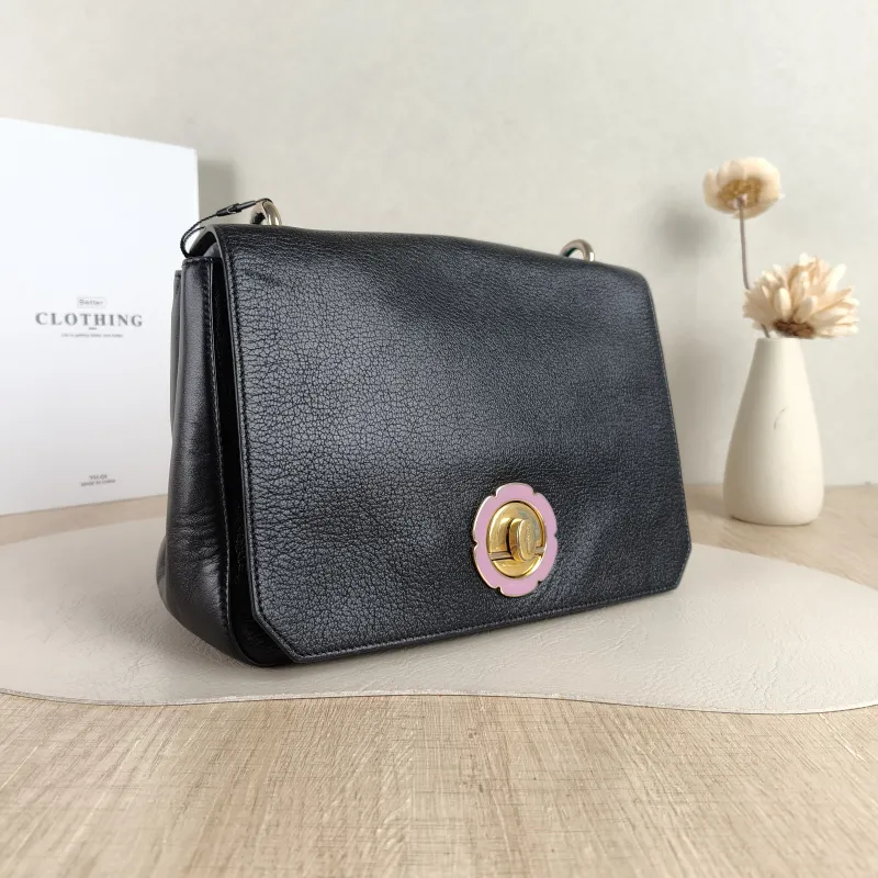 FERRAGAMO Shoulder Bag Black Calfskin 24.5 × 11.5 × 18 cm — cover view 5 of 5