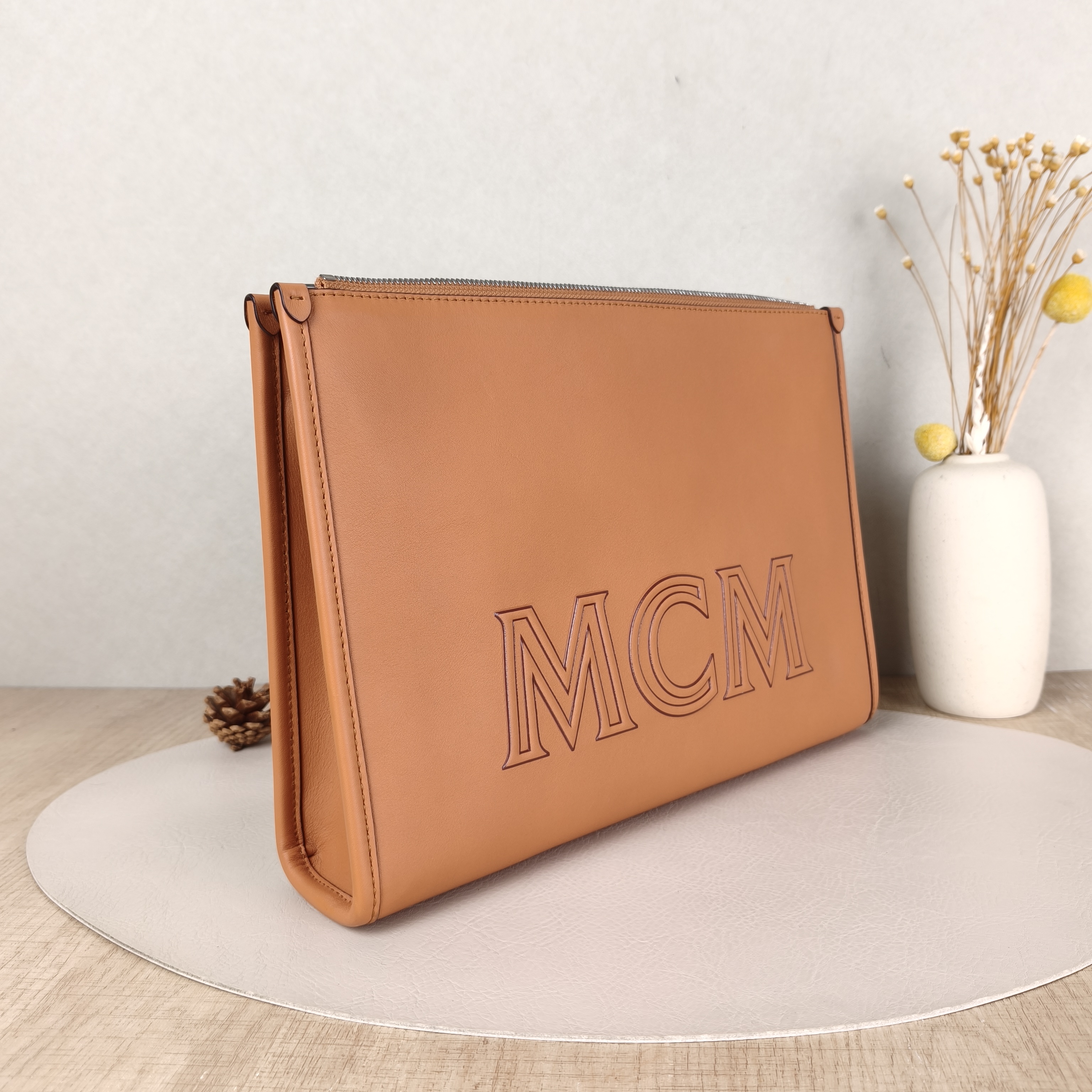 MCM Clutch Clutch Crossbody Bag Brown Calfskin 31 × 7 × 23 cm — cover view 5 of 5