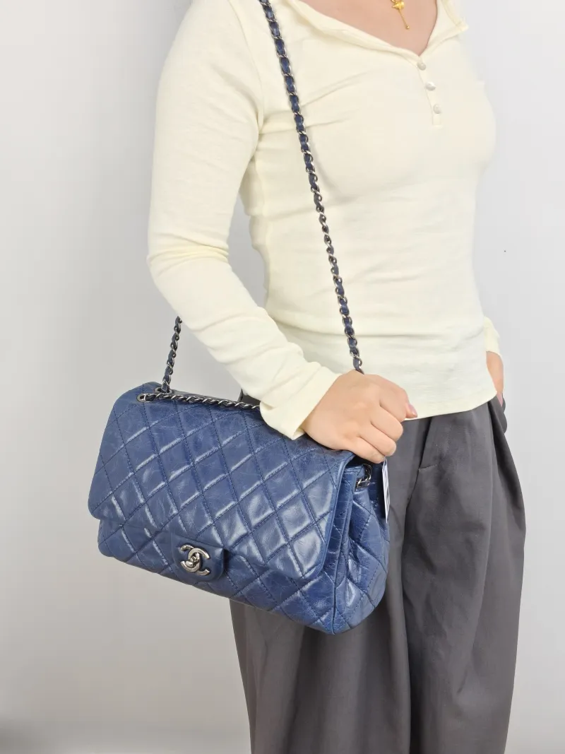 Chanel Crossbody Bag cf Collection Crossbody Bag Navy Calfskin Large 30 × 11 × 20 cm 20 — on-model view 2 of 3