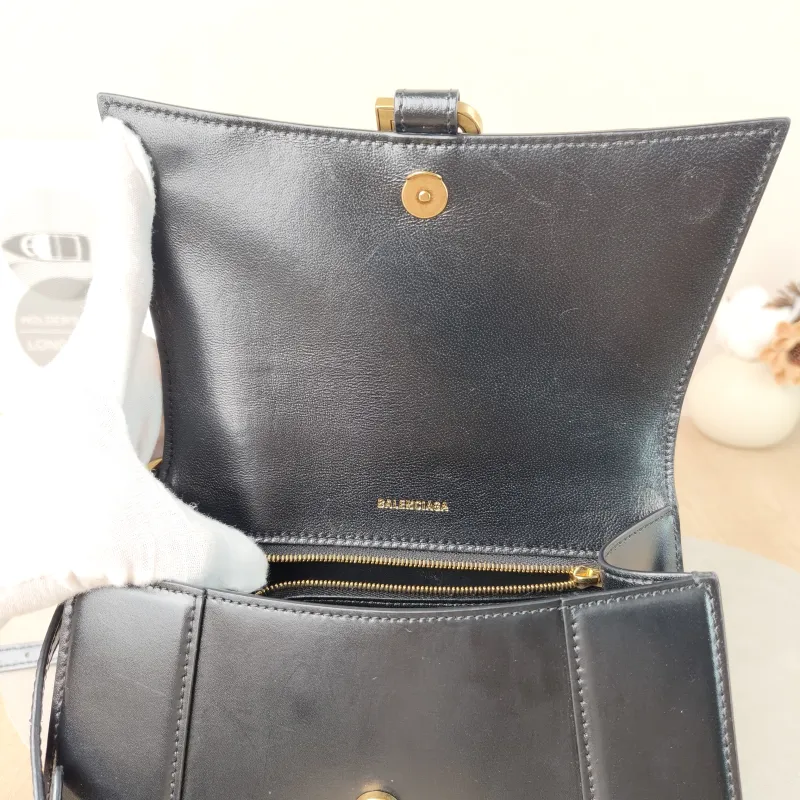 BALENCIAGA Crossbody Bag Hourglass Hourglass Bag Black Calfskin S 23 × 10 × 14 cm — detail view 14 of 14