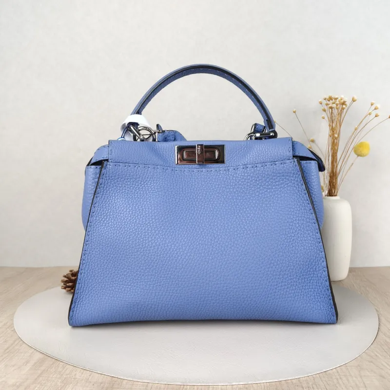 FENDI Crossbody Bagpeekaboo lconic Crossbody Bag Blue Calfskin Large34 × 13 × 23 cm — cover view 5 of 5