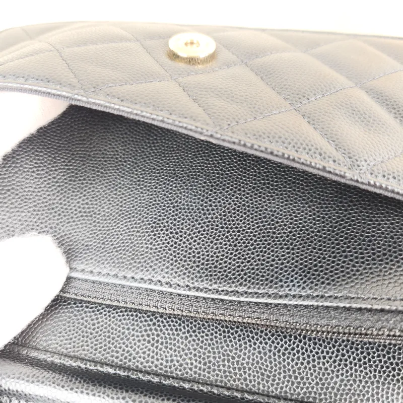 Chanel Crossbody Bag Classic Flap WOC CF WOCWOC Bag Woven c Black Calfskin One Size 19.2 × 3.5 × 12.3 cm — detail view 4 of 12