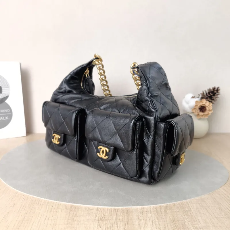 Chanel Shoulder Bag Hobo Shoulder Bag Black Lambskin Small31 × 15 × 22 cm — cover view 6 of 6