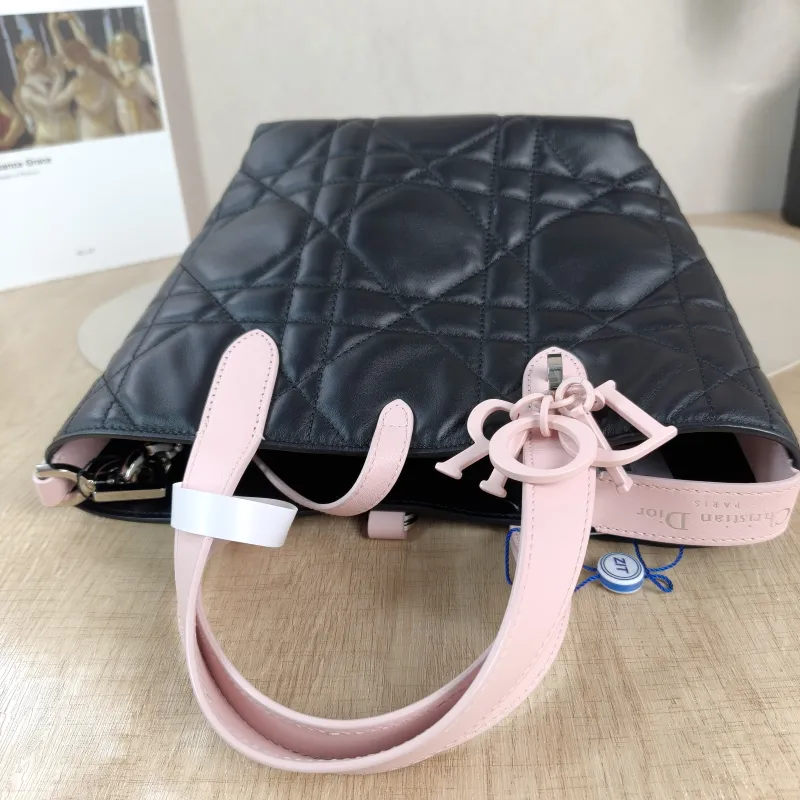 DIOR Top Handle Bag TOUJOURS Edition Black Pink Calfskin Small 18.5 × 12 × 18.5 cm — detail view 6 of 11