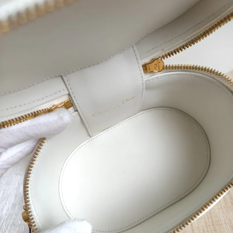 DIOR Crossbody Bag Vanity Cosmetic Bag White Lambskin One Size 16 × 9.5 × 11.5 cm — detail view 13 of 13