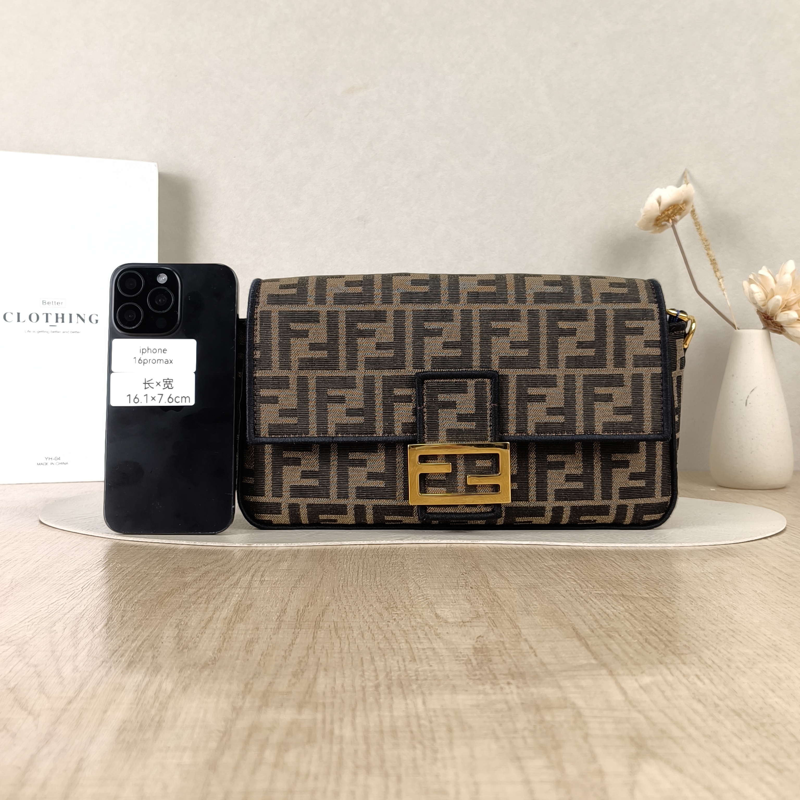 FENDI Crossbody Bag Baguette Baguette Bag Brown Canvas Medium27 × 6 × 15 cm — cover view 2 of 5