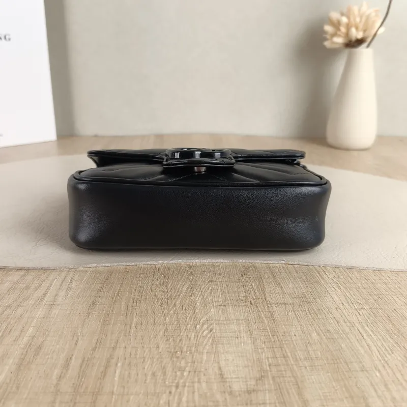 GUCCI Shoulder Bag GG Marmont Mini Marmont Mini g Black Calfskin Mini 16.5 × 4.5 × 9.5 cm — cover view 3 of 6