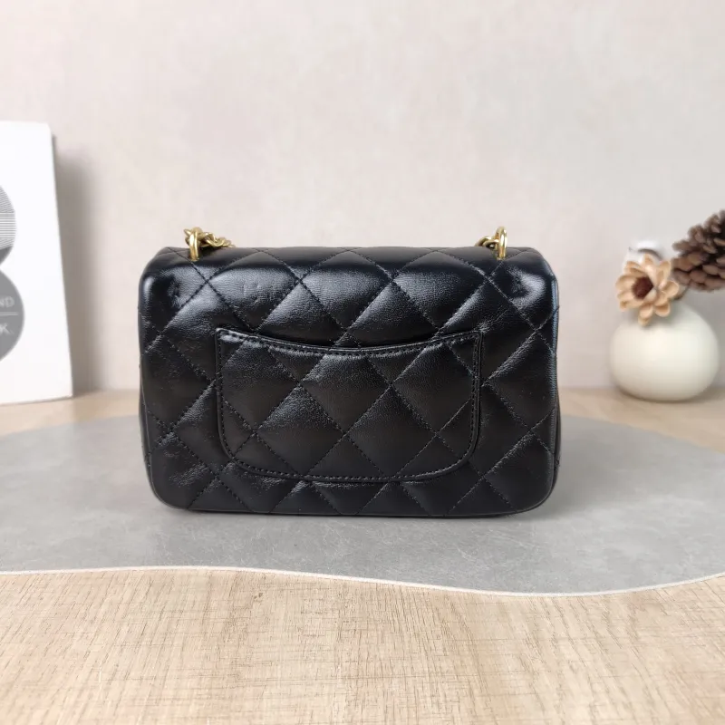 Chanel Crossbody Bag Black with Gold-Tone Hardware Lambskin Mini 18 × 5 × 12 cm — cover view 2 of 6