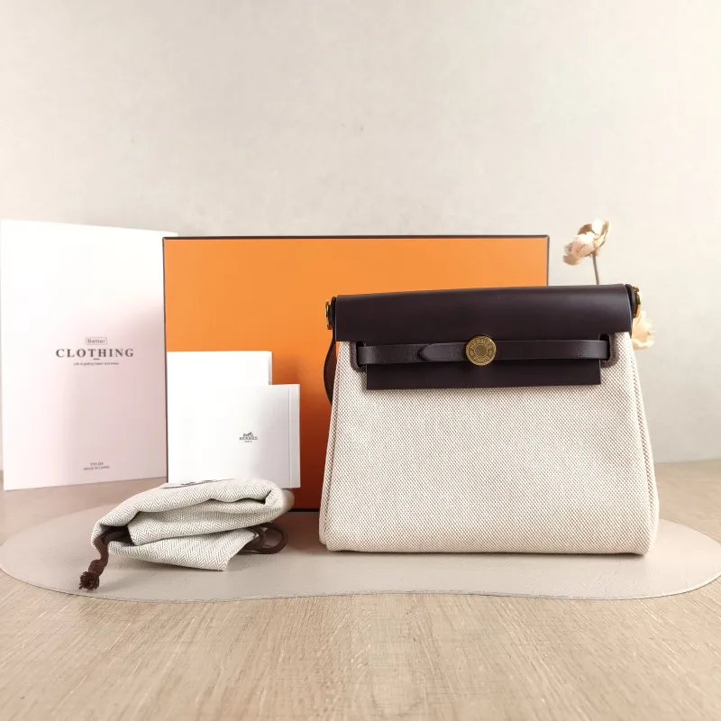 Hermès Crossbody Bag Herbag Zip 20 Beige Canvas Mini 20.5 × 7 × 16.5 cm k — cover view 4 of 6
