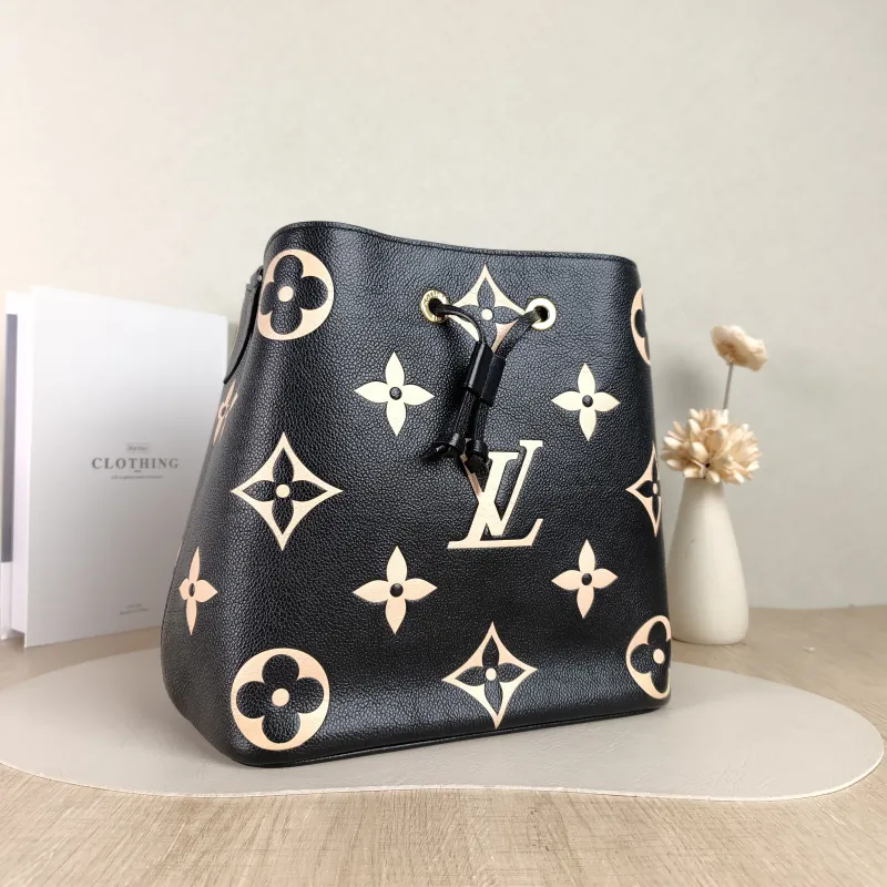 Louis Vuitton Shoulder Bag NÉONOÉ Bucket Bag Black · White Monogram Empreinte Embossed Calfskin Medium 26 × 17.5 × 26 cm — cover view 2 of 5