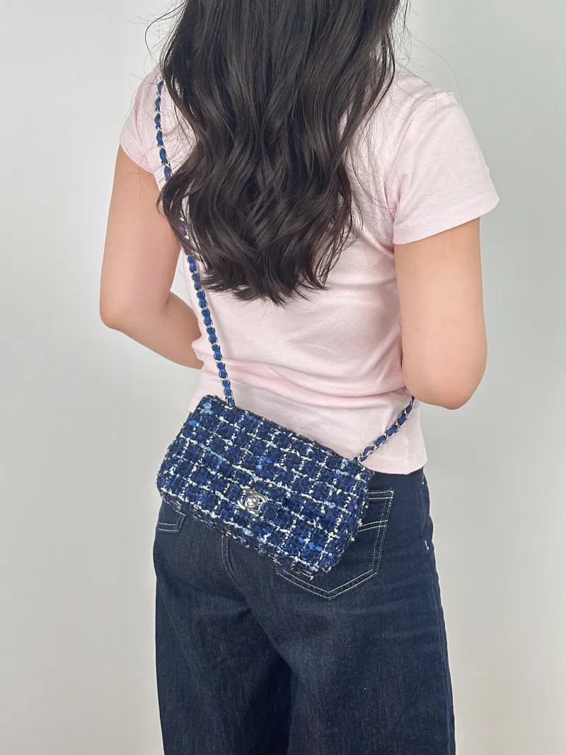 Chanel Crossbody Bag Classic Flap Large Mini CF Mini Blue mini 20 × 6 × 12 cm — on-model view 2 of 2