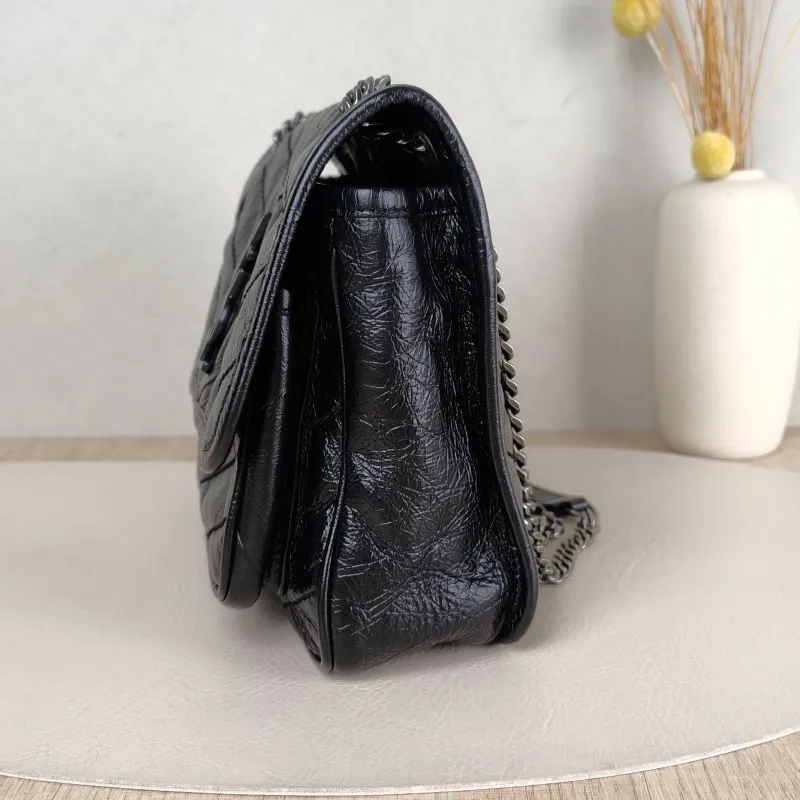 SAINT LAURENT Crossbody Bag Niki Black Waxed Leather Calfskin Small 21 × 7.5 × 16 cm — detail view 7 of 12