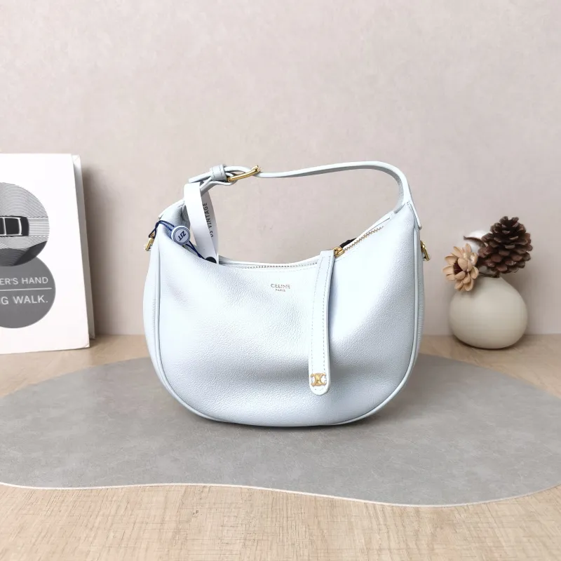 CELINE Crossbody Bag TEEN LULU hobo Blue Calfskin Small 21 × 5 × 24 cm