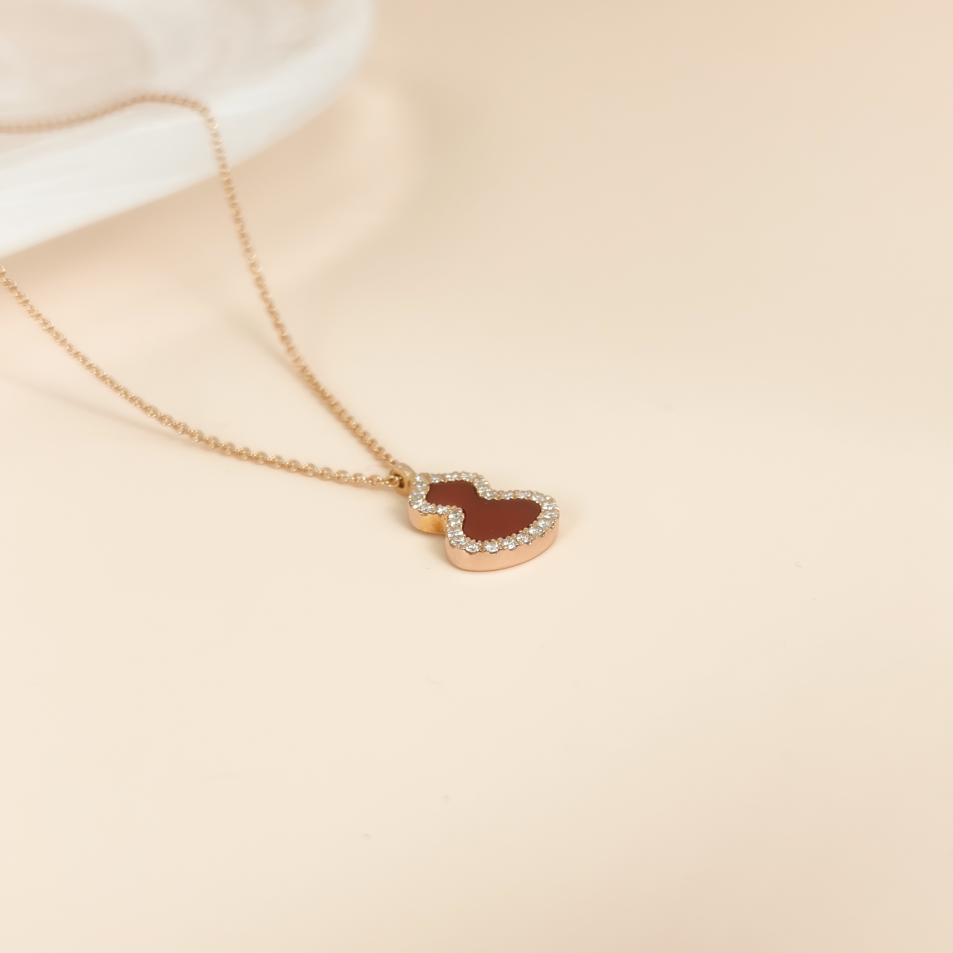 Qeelin Necklace Wulu Collection Necklace Red Agate Diamond18KR ose Gold 40cm Pendant1.8cm — cover view 7 of 9