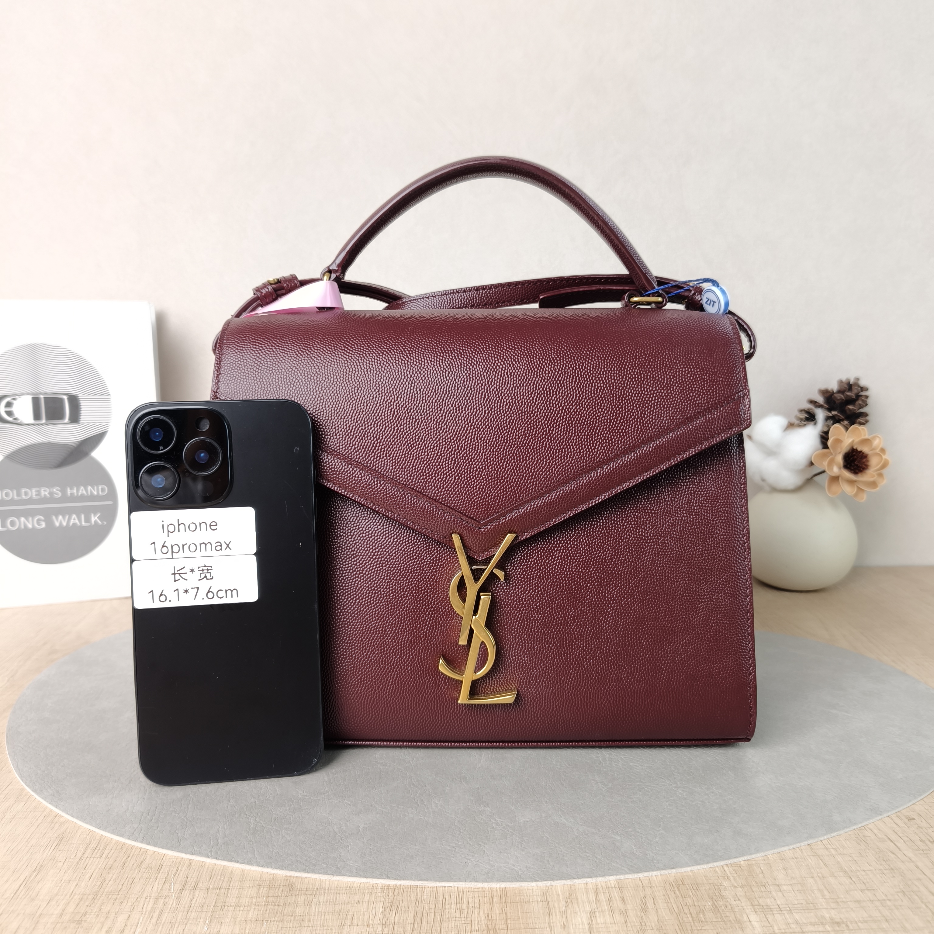 SAINT LAURENT Shoulder Bag Cassandra Shoulder Bag Burgundy Calfskin Medium24.5 × 11.5 × 20 cm — cover view 2 of 5