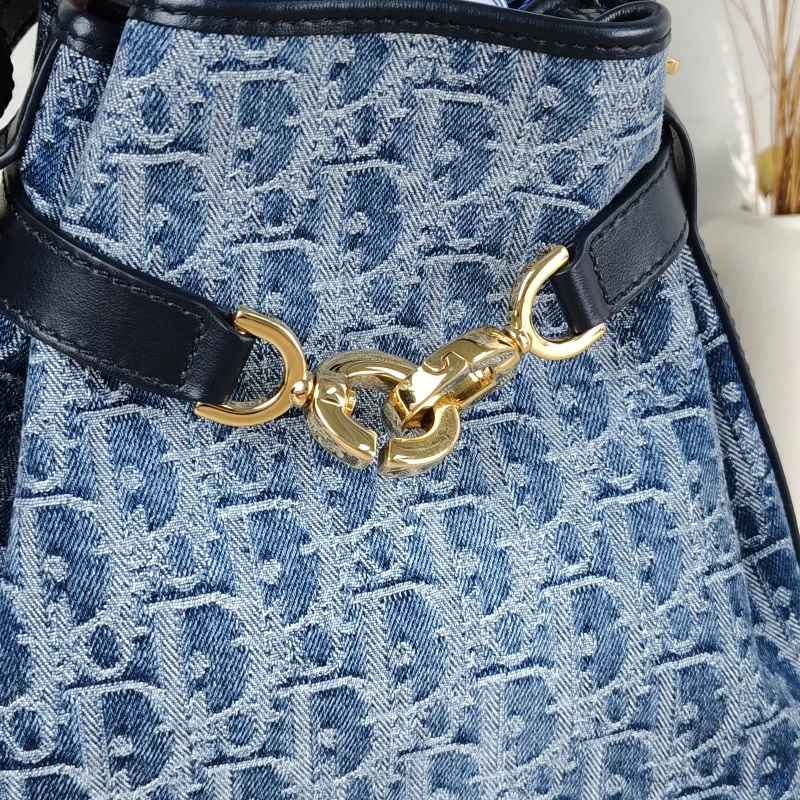 DIOR Shoulder Bag C'est bucket Bucket Bag Blue Canvas 24 × 10 × 25.5 cm — detail view 11 of 12