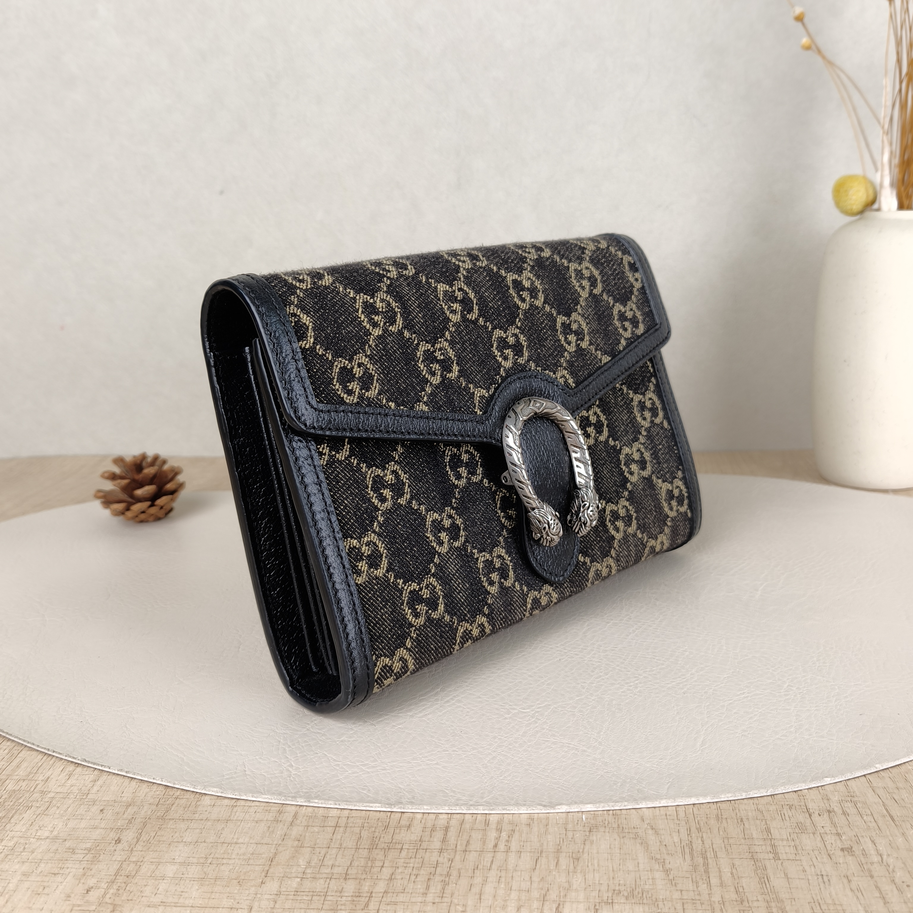 GUCCI Crossbody Bag Dionysus Collection Wallet woc Brown Black Canvas Calfskin mini20 × 4 × 14 cm — cover view 6 of 6