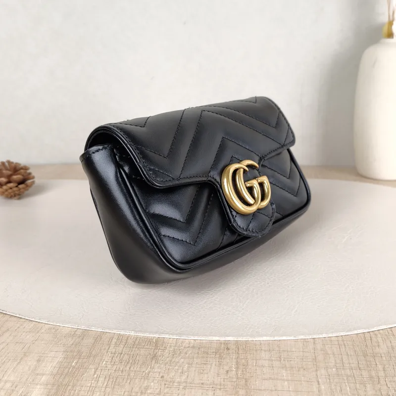 GUCCI Crossbody Bag GG Marmont Mini Marmont Mini Black with Gold-Tone Hardware Calfskinmini16.5 × 4.5 × 9.5 cm — cover view 2 of 5
