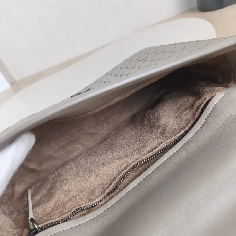 Bottega Veneta Top Handle Bag Woven Top Handle Crossbody Bag Grey Calfskin One Size 23 × 7 × 17 cm — detail view 12 of 13