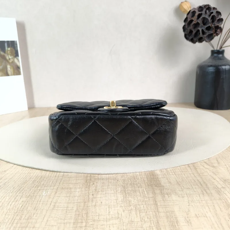 Chanel Crossbody Bag 24b Black Lambskin Mini 19 × 8.5 × 14 cm — cover view 3 of 5