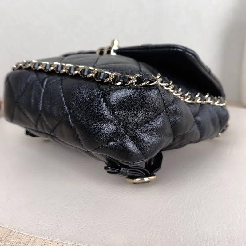 Chanel Backpack logo Backpack Black Lambskin 19 × 6 × 17 cm — detail view 12 of 13
