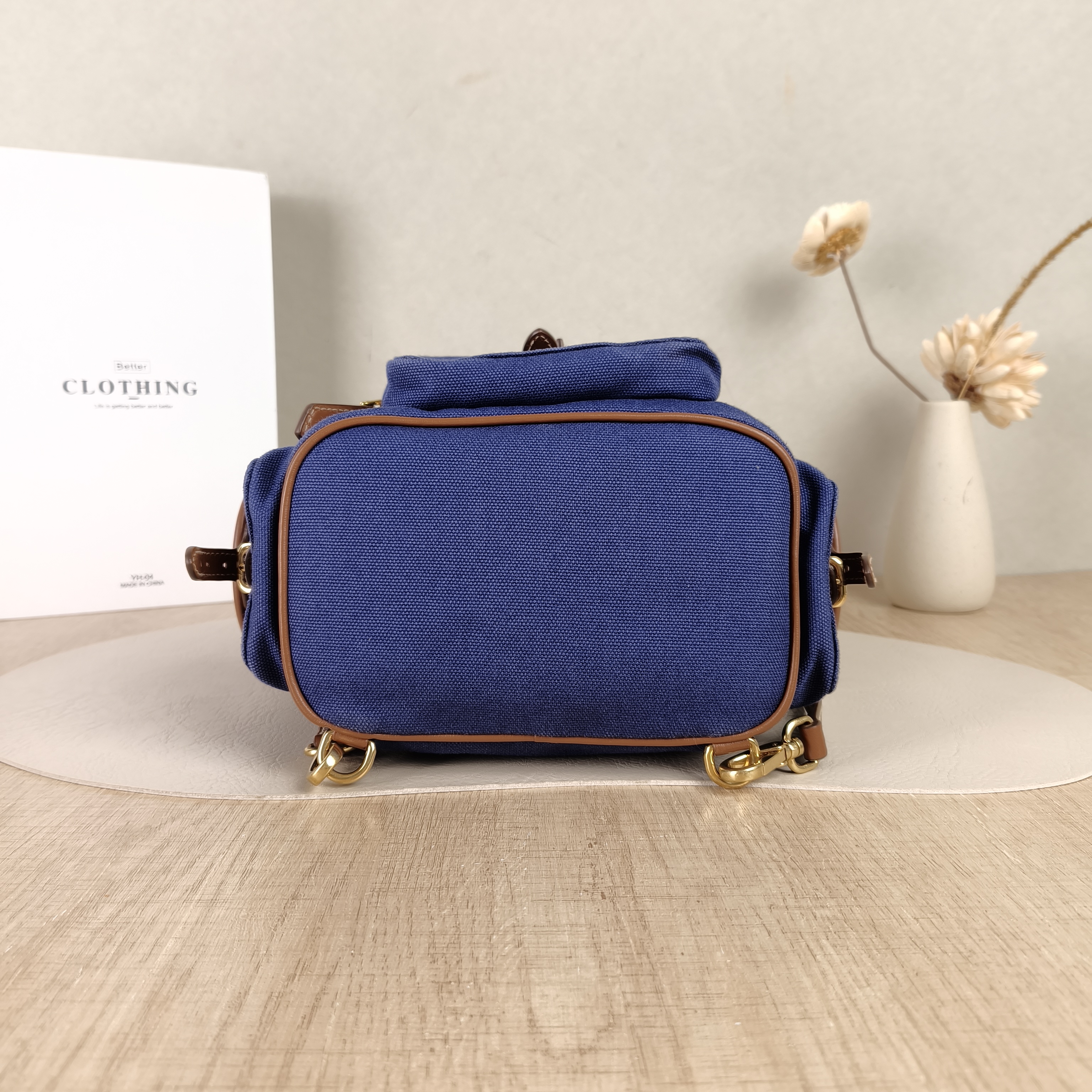 Miumiu Backpack Backpack Blue Canvas Medium18 × 11.5 × 22 cm — cover view 5 of 5