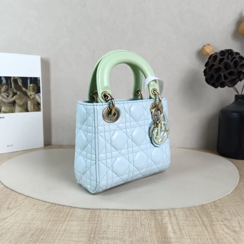 DIOR Crossbody Bag Lady Lady Dior Bag Green Blue Lambskin mini17 × 7 × 15 cm — cover view 5 of 5
