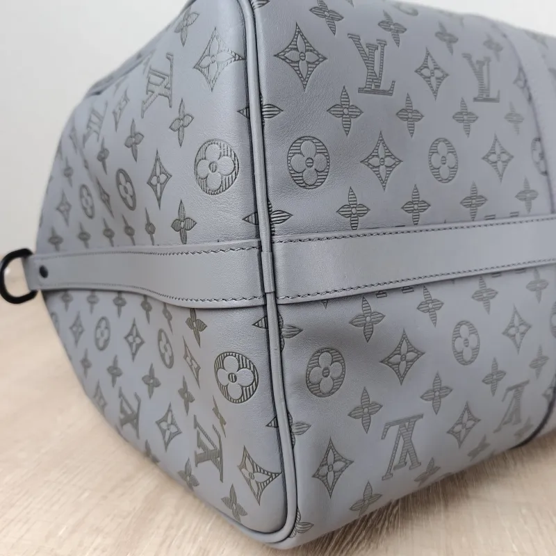 Louis Vuitton Top Handle Bag Keepall 50 Shoulder Strap Edition Grey Calfskin One Size 50 × 23 × 29 cm — detail view 7 of 11