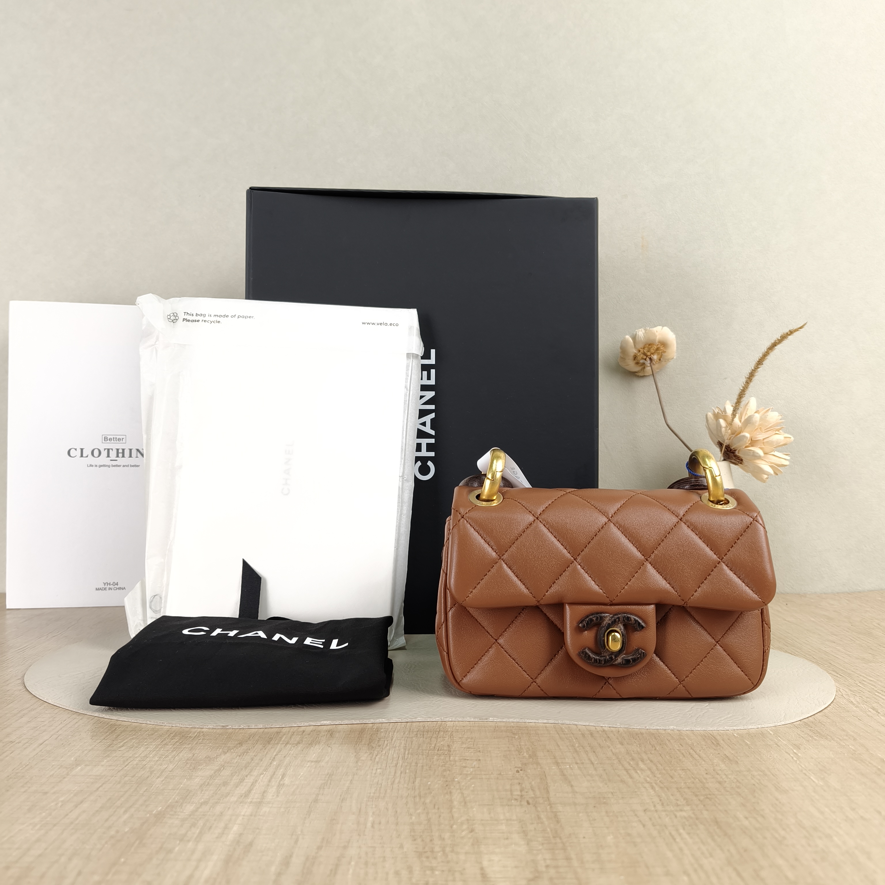 Chanel Crossbody Bag CF Mini Brown Lambskinmini17 × 6 × 12 cm — cover view 3 of 6