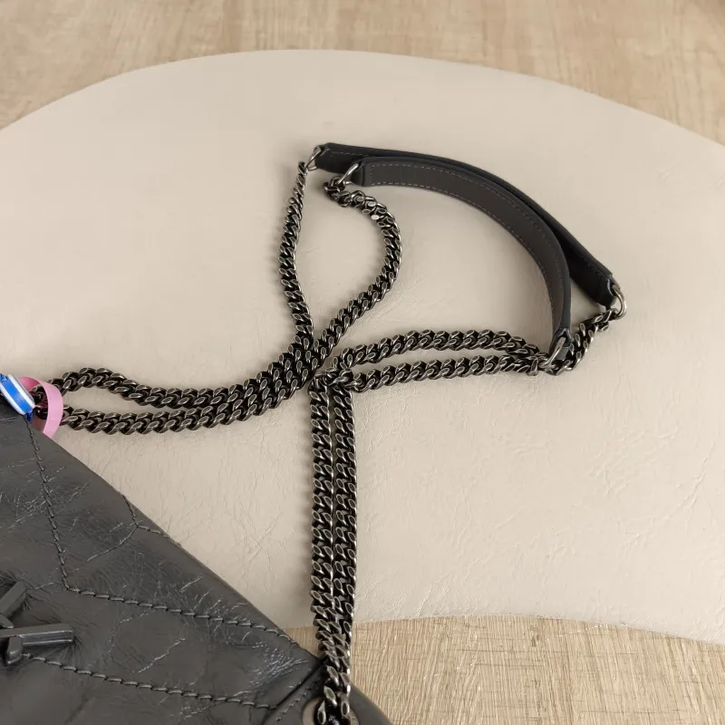 SAINT LAURENT Crossbody Bag Niki D Dark Grey Waxed Leather Calfskin Small21 × 7.5 × 16 cm — detail view 4 of 11