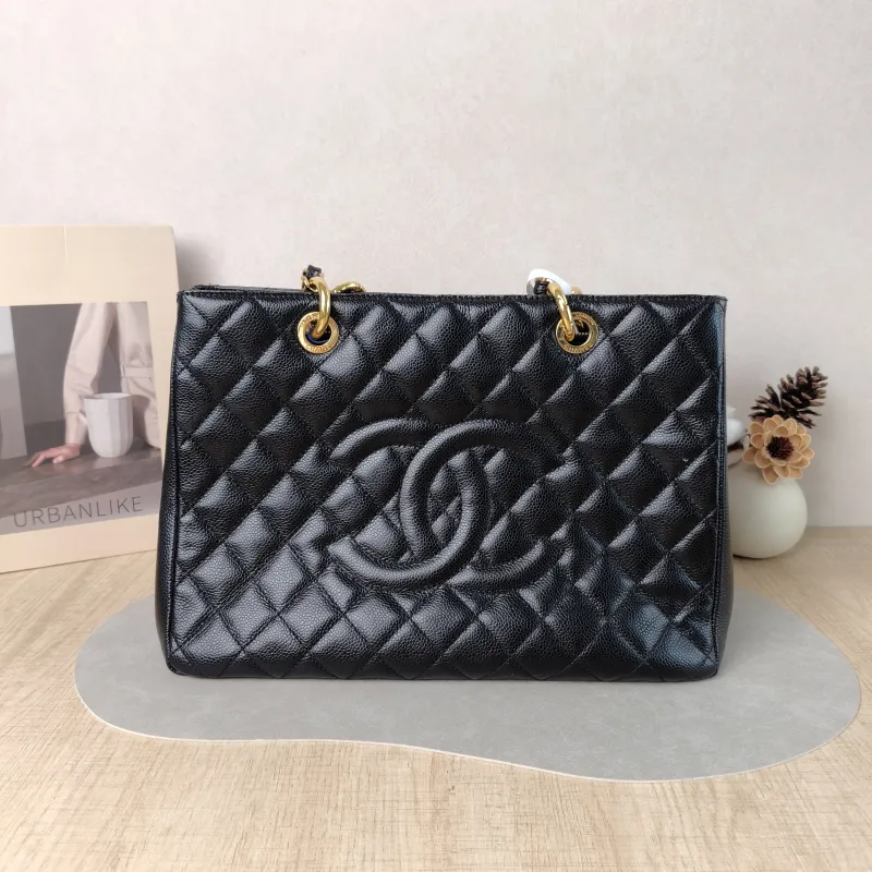Chanel Shoulder Bag Grand Shopping Tote​ GST Shopping Tote Black Grained Calfskin Large 33 × 13 × 24 cm 15