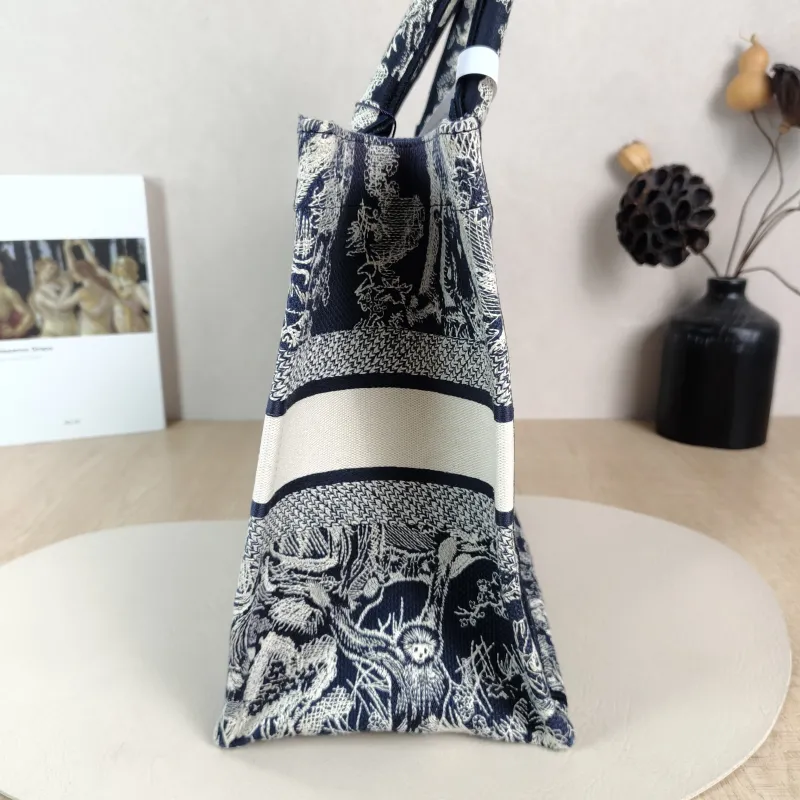 DIOR Top Handle Bag Book Tote Collection · Blue White Canvas Medium 36 × 16.5 × 27.5 cm — detail view 3 of 10