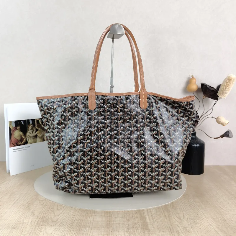 GOYARD Shoulder Bag SAINT LOUIS Shopping Tote Brown ine Canvas Small34 × 15 × 28 cm